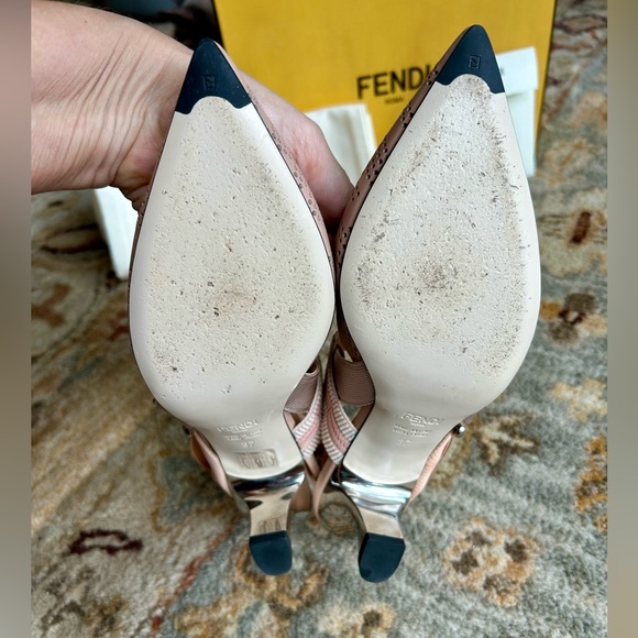 Like New! Authentic Fendi Colibri slingback Perforated Leather 55cm Heels - Picture 6 of 17